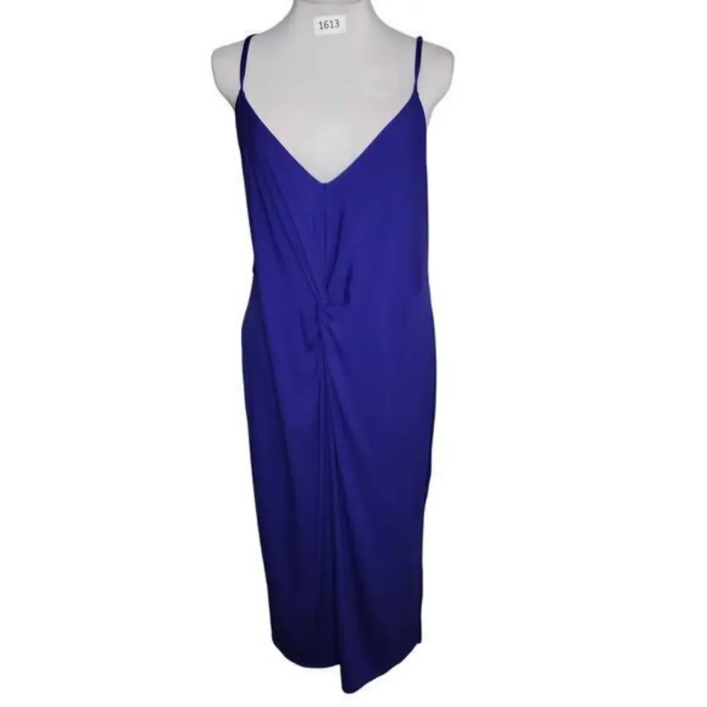 Womens Dress Size 1X Bodycon Sexy Stretchy Knot Adjustable Midi Purple Ava & Viv